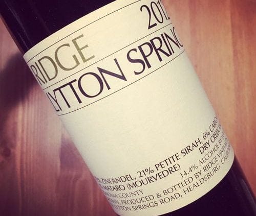 Ridge Vineyards Lytton Springs Dry Creek Valley Sonoma 2012